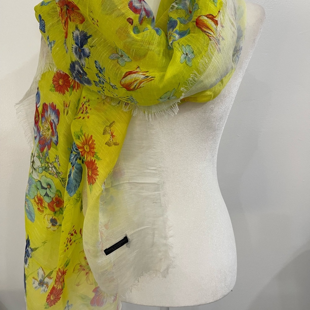 Vibrant Floral Yellow Scarf